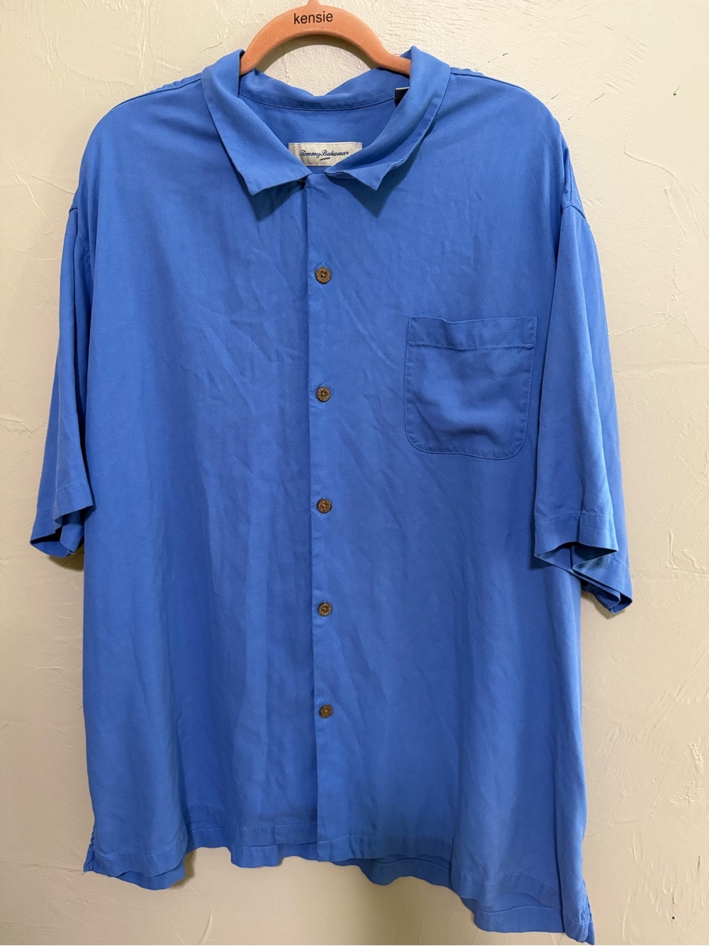 Tommy Bahama Relaxed Blue 100% silk Short-Sleeve Button-Down Shirt XXXL